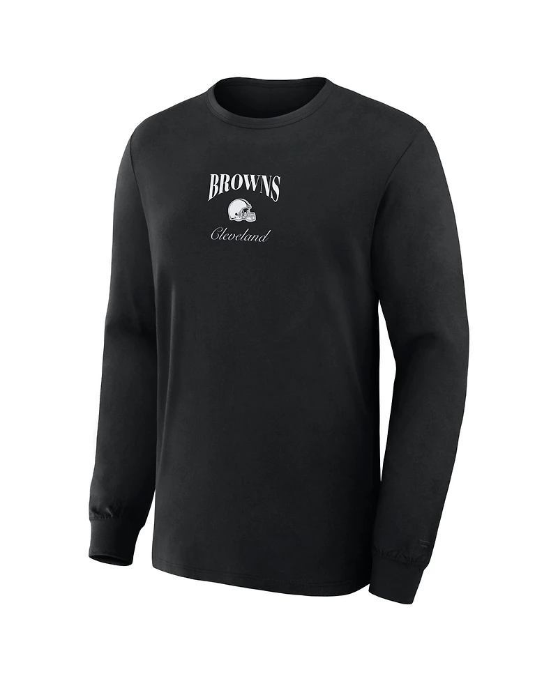 Fanatics Men's Cleveland Browns Midnight Falls Long-Sleeve Crewneck Classic-Fit T-Shirt