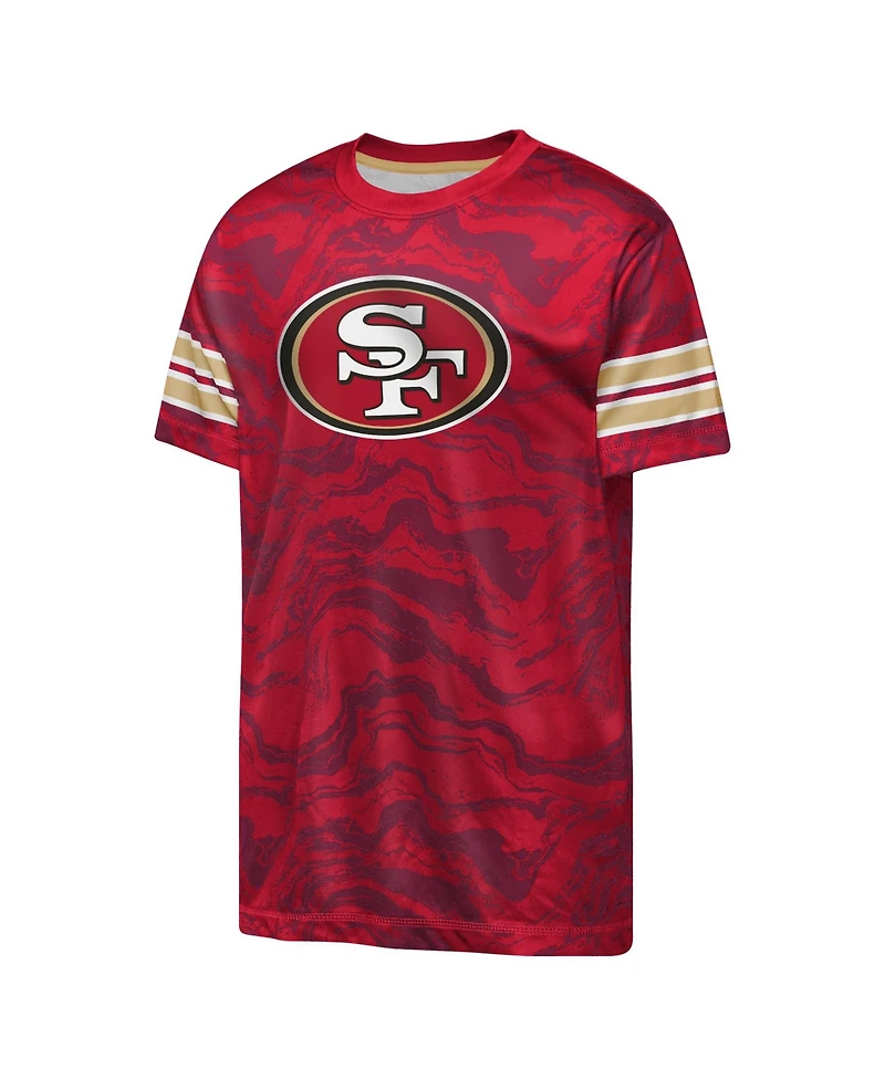 Outerstuff Boys' and Girls' San Francisco 49ers Slant Route Short-Sleeve Crewneck T-Shirt