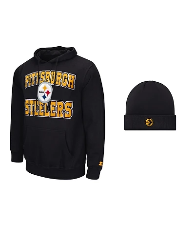 Starter Men's 2-Piece Pittsburgh Steelers Graphic Hoodie and Cuffed Knit Hat Set