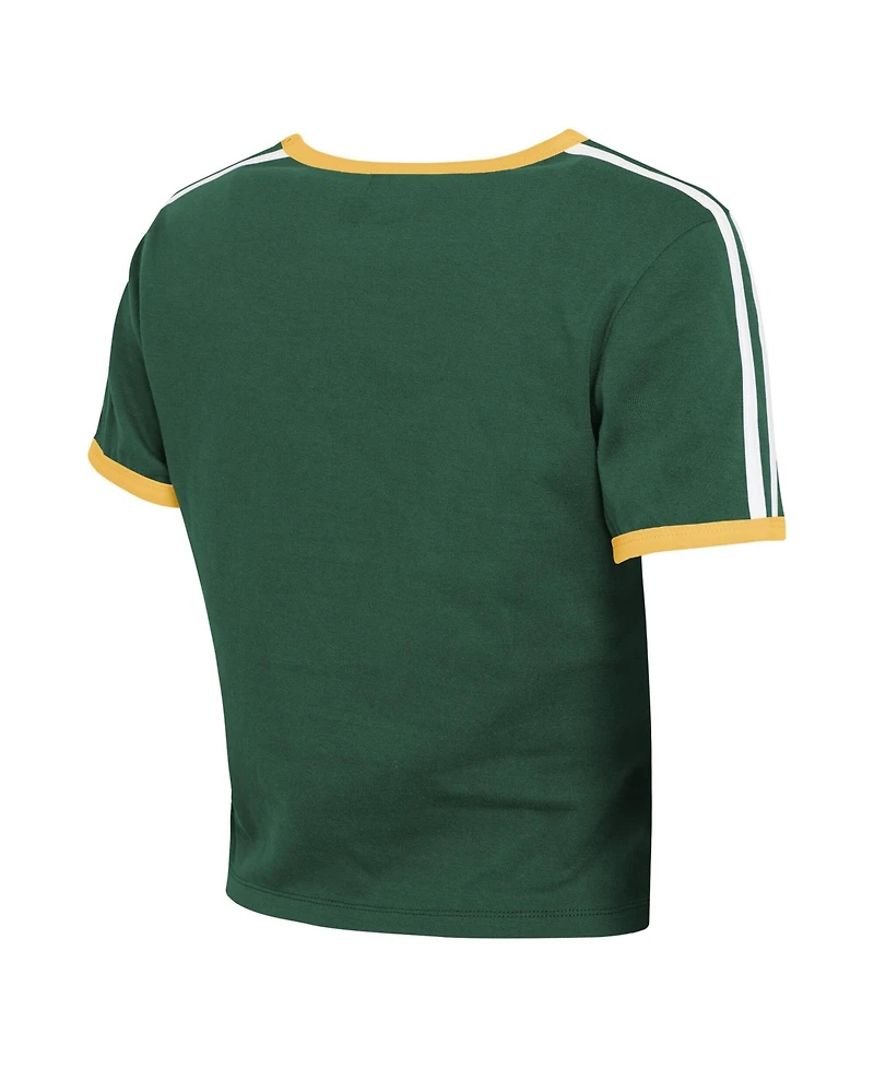 Wear by Erin Andrews Women's Green Bay Packers Cropped Throwback Cotton-Blend T-Shirt