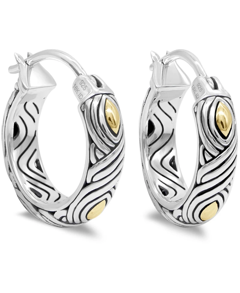 Devata 20mm Woven Hoop Earrings in Sterling Silver and 18K Gold