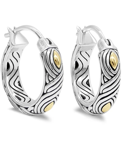 Devata 20mm Woven Hoop Earrings in Sterling Silver and 18K Gold