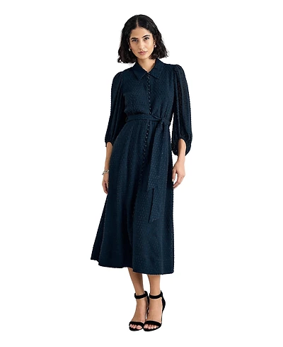 Phase Eight Women's Maeve Textured Belted Midi Shirt Dress