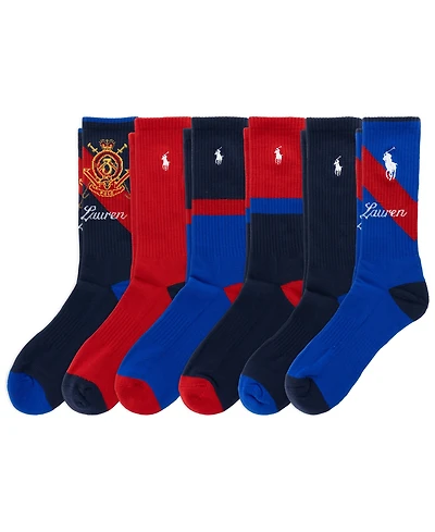 Polo Ralph Lauren Men's Snow Beach Crew Ribbed Socks, 6-Pack