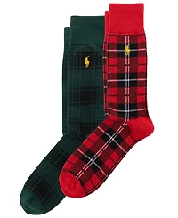 Polo Ralph Lauren Men's Classic Tartan Slack Ribbed-Cuff Crew Socks, 2-Pack