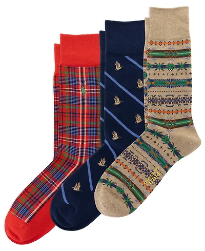 Polo Ralph Lauren Men's Novelty Slack Fair Isle Crew Socks, 3-Pack