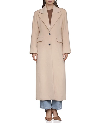 Avec Les Filles Women's Double-Breasted Long Wool-Blend Structured-Shoulder Coat