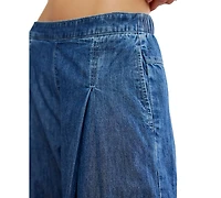 Free People Women's Moonflower Mid-Rise Wide-Leg Pull-On Jeans