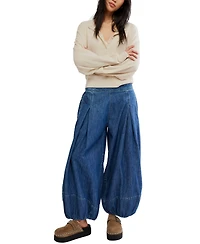 Free People Women's Moonflower Mid-Rise Wide-Leg Pull-On Jeans
