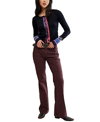 Free People Women's We The Noa Long-Sleeve Scoop-Neck Fitted Cardigan