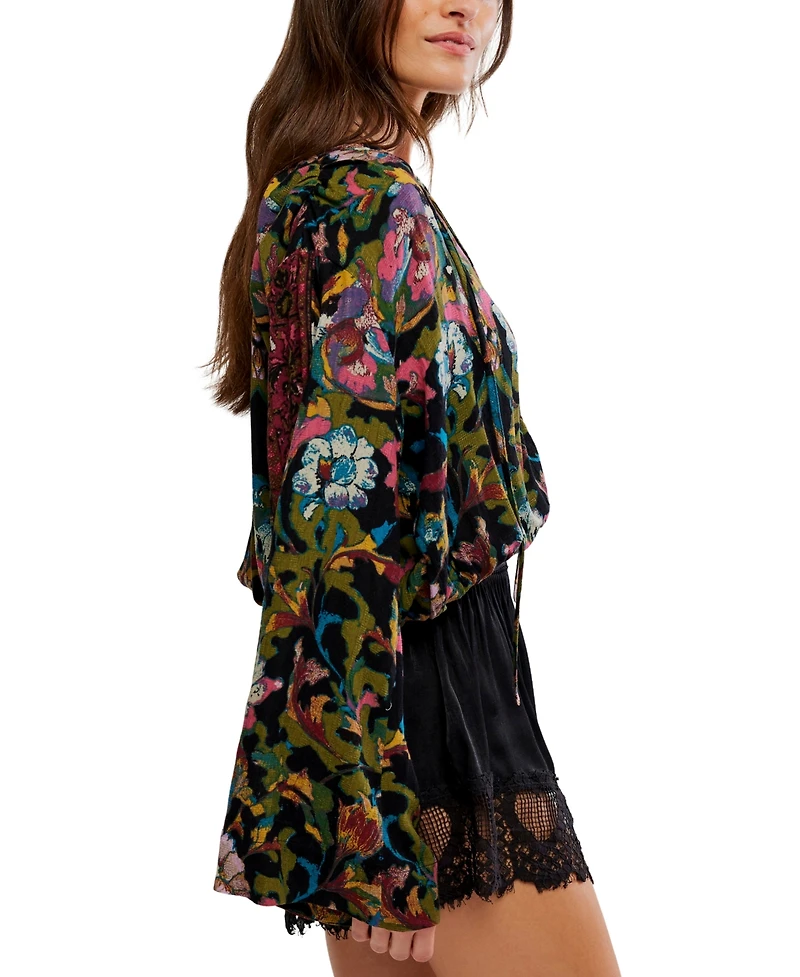 Free People Women's Juliette Floral-Print V-Neck Bell-Sleeve Blouse
