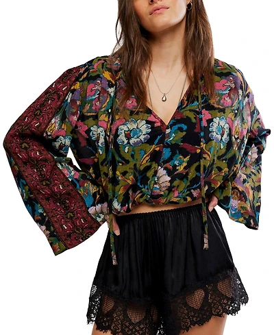 Free People Women's Juliette Floral-Print V-Neck Bell-Sleeve Blouse