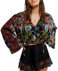 Free People Women's Juliette Floral-Print V-Neck Bell-Sleeve Blouse