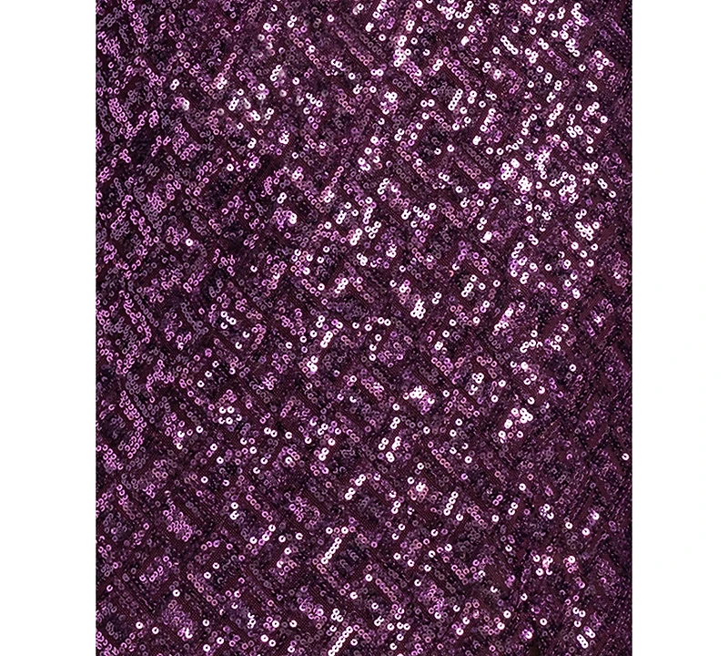 Xscape Women's Sequin Long-Sleeve Keyhole Dress