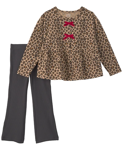 Carter's Toddler Girls' 2T-5T Leopard-Print Long-Sleeve Flare-Leg Top and Pant Set