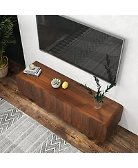 Rainsken 58 inch Tv Stand, Spiral Wave Design, With Storage Cabinet And 2 Drawers for 60" , Media Console, Living Dining