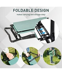 Outsunny Garden Kneeler Seat Stool Bench Kneeling Pad and 1 Large Side Tool Pouch & Easy Folding Design for Transport & Storage