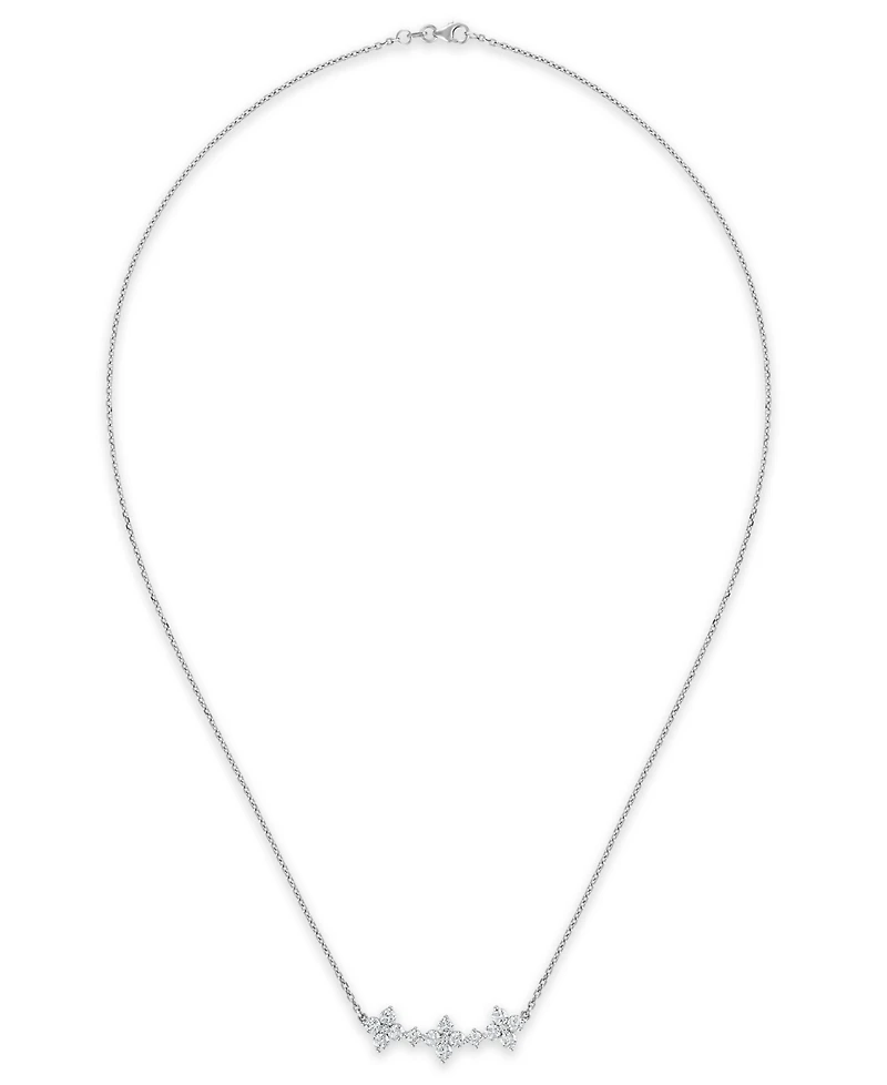Macy's Lab-Grown Diamond Flower Necklace (1-1/2 ct. t.w.) in 14k White Gold
