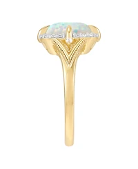 Macy's Lab-Grown Opal (9/10 ct. t.w.) & Lab-Grown White Sapphire (1/5 ct. t.w.) Ring in 14k Yellow Gold-Plated Sterling Silver