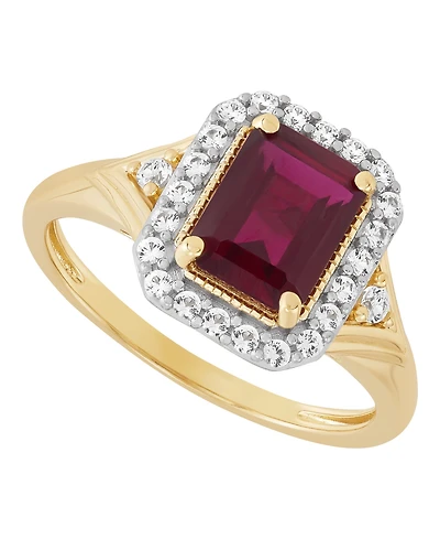 Macy's Emerald (1-3/8 ct. t.w.) & White Sapphire (1/3ct. t.w.) Ring in 14k Yellow Gold-Plated Sterling Silver (Also in Sapphire & Ruby)