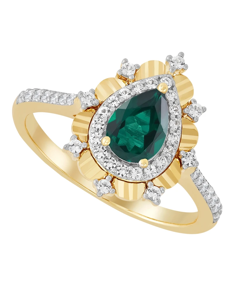 Macy's Ruby (3/4 ct. t.w.) & White Sapphire (1/3 Ring 14k Yellow Gold-Plated Sterling Silver (Also Emerald)