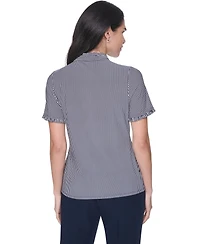 Tommy Hilfiger Women's Short-Sleeve Striped Ruffle Blouse