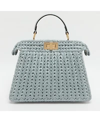 Pre-Owned Fendi Women's Peekaboo ISeeU Small Woven Straw Satchel