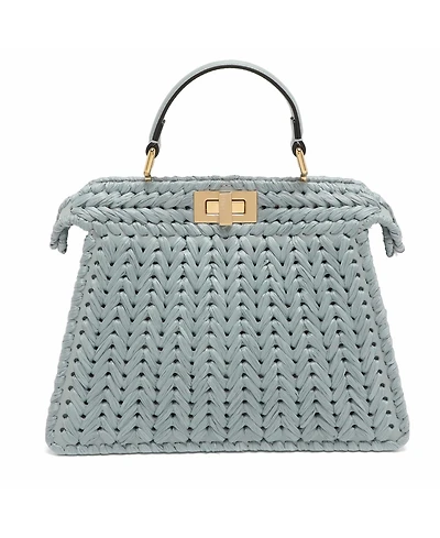 Pre-Owned Fendi Women's Peekaboo ISeeU Small Woven Straw Satchel