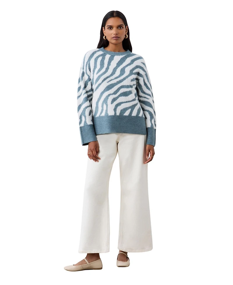 Finery London Women's Tully Animal Print Long-Sleeve Sweater