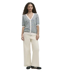Finery London Women's Willa Striped Short-Sleeve V-Neck Cardigan
