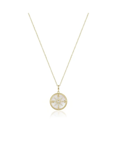 The Lovery Mother of Pearl Compass Necklace 14K Gold-Plated Sterling Silver