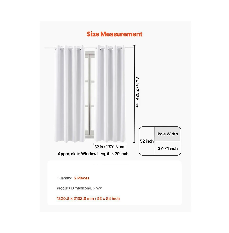 Slickblue Room Darkening Blackout Curtains, 2 Panel Grommet Drapes for Bedroom and Living Room
