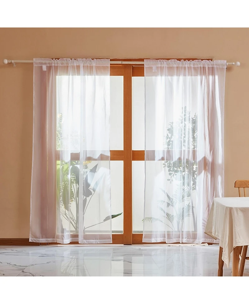 Slickblue 2 Panel Sheer Window Curtains with Dual Rod Pocket, Polyester Drapes for Home Decor