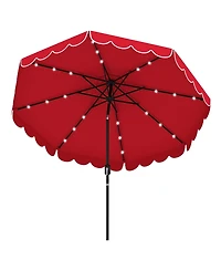 Gouun 9.3 feet Solar Patio Umbrella with 24 Led Lights, Vented Top and Ruffles