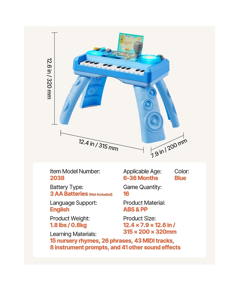 Sugift Baby Dj Turntable 133 Sound Sources Record and Playback Musical Activity Table, Ages 6 Months+