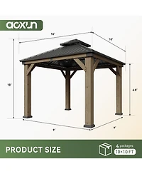 Aoxun Aluminum Hardtop Gazebo, Double Steel Roof Pavilion with Drainage System and Textilene Netting