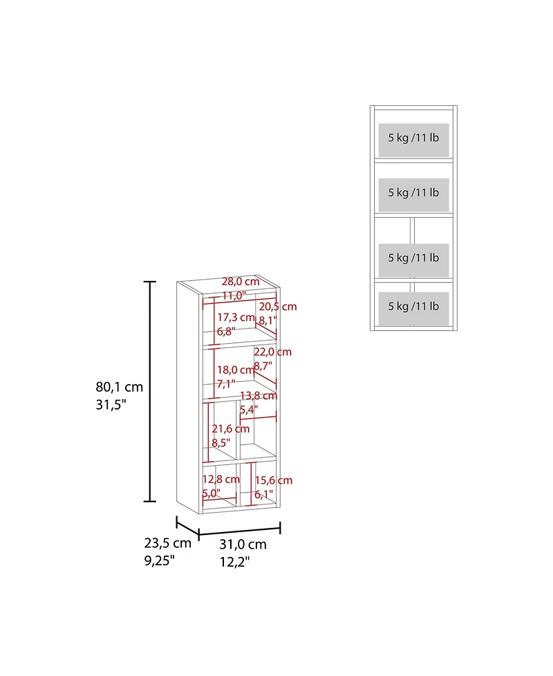 Fm Furniture Wall-Mounted Bathroom Cabinet with Door and 4 Open Shelves