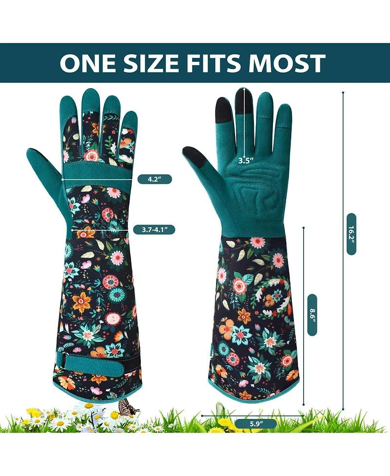 Xdovet Women Leather Garden Gloves Long Thorn-proof Grip Work