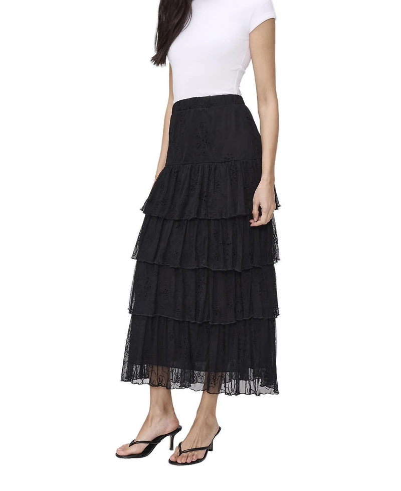 Finery London Women's Elisa Tiered-Mesh Midi Skirt