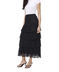 Finery London Women's Elisa Tiered-Mesh Midi Skirt