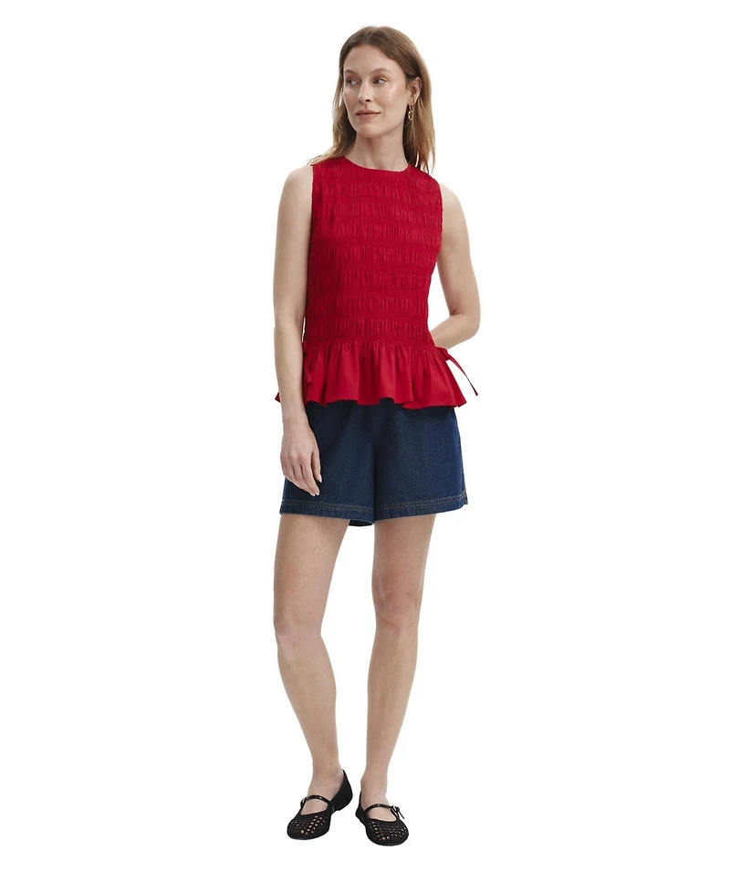 Finery London Women's Malani Shirred Peplum Top