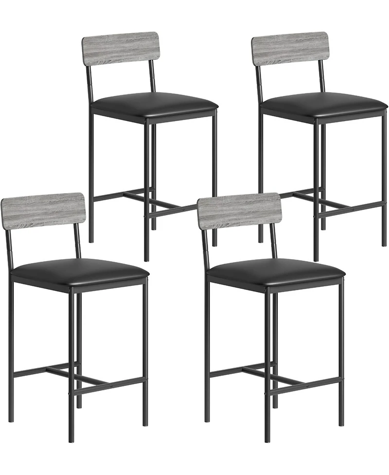 gaomon Set of Counter Height Bar Stools with Back, Upholstered Thick Padded Seats, Kitchen Island And Dining Bar Chairs
