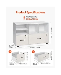 Slickblue 2 Drawer Mobile File Cabinet with Adjustable Storage Shelves