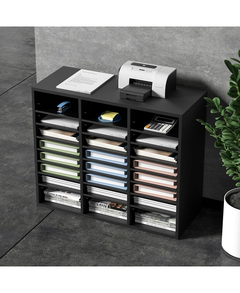 Slickblue Wood Mail Sorter 24 Compartments with Removable Shelves