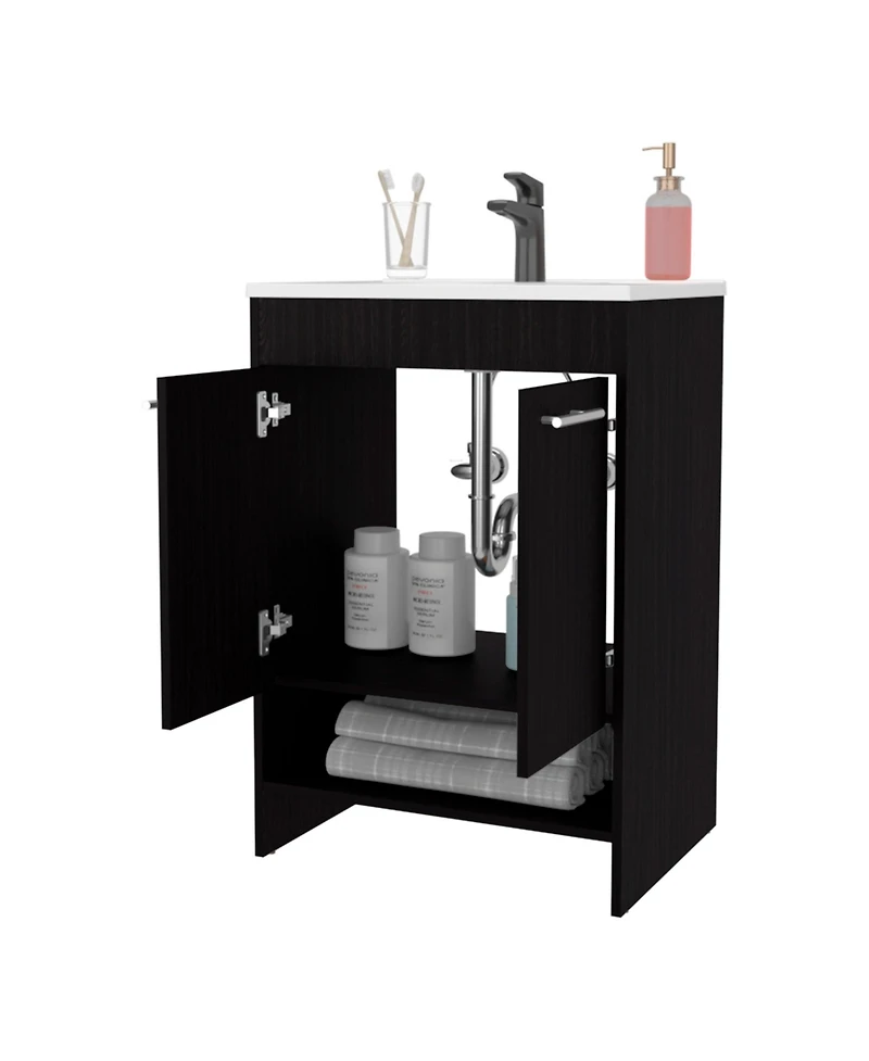 Fm Furniture Shell Bathroom Vanity with 2 Doors and Open Storage
