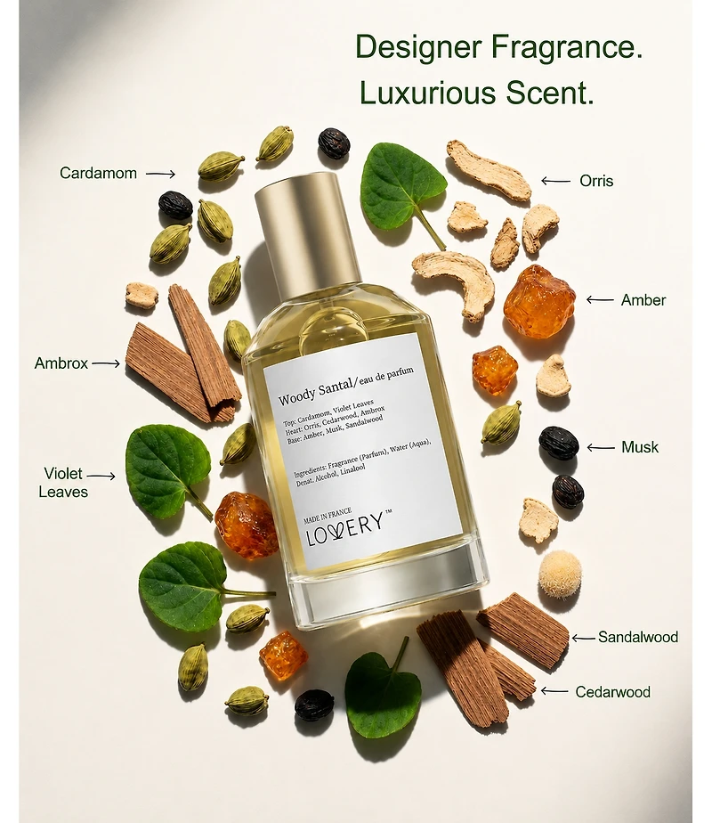 Lovery Woody Santal Perfume Set - 3.4fl oz Women Fragrance Gift Set with 10ml Travel Size Mini Perfume