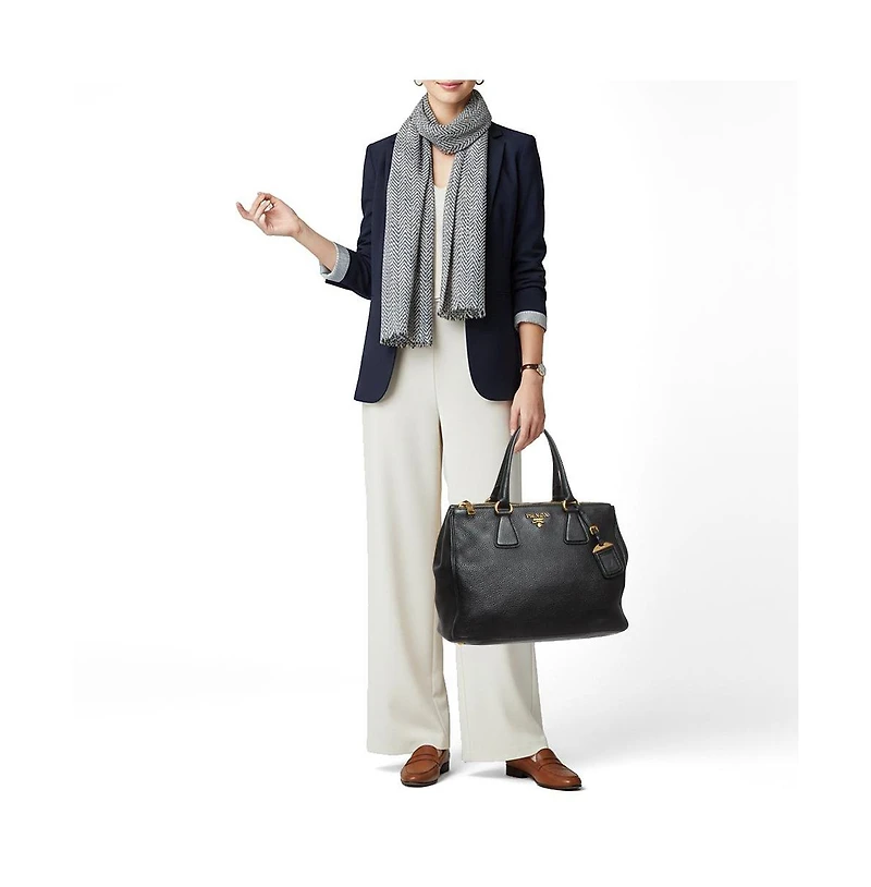 Pre-Owned Prada Women's Vitello Daino Double Zip Leather Tote