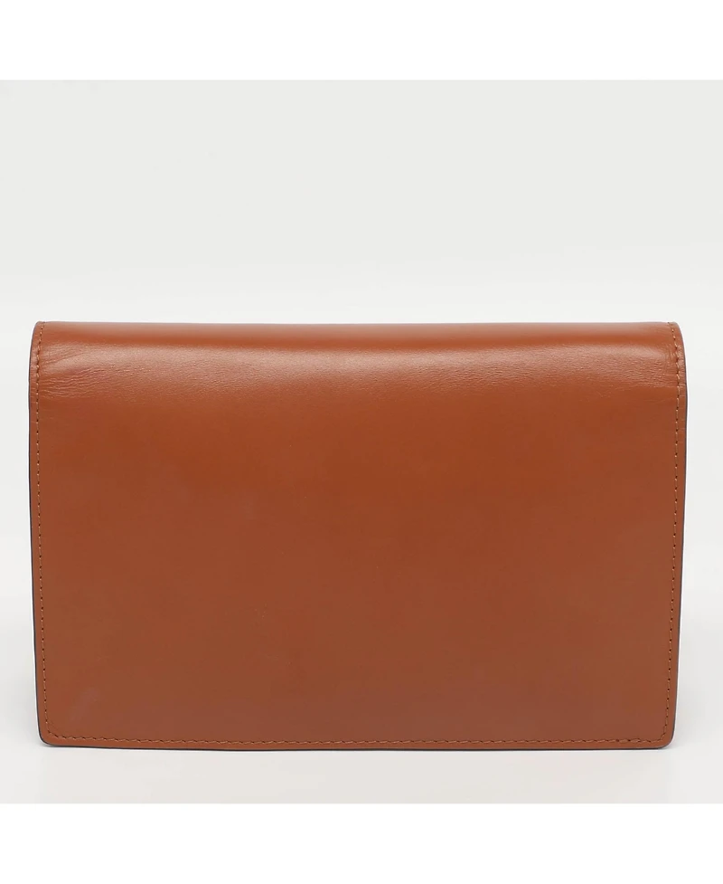 Pre-Owned Fendi Women's Roma Logo Leather Wallet On Chain