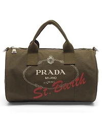 Pre-Owned Prada Women's St. Barth Logo Canvas Boston Bag