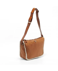 Pre-Owned Prada Women's Shearling-Trim Leather Shoulder Bag